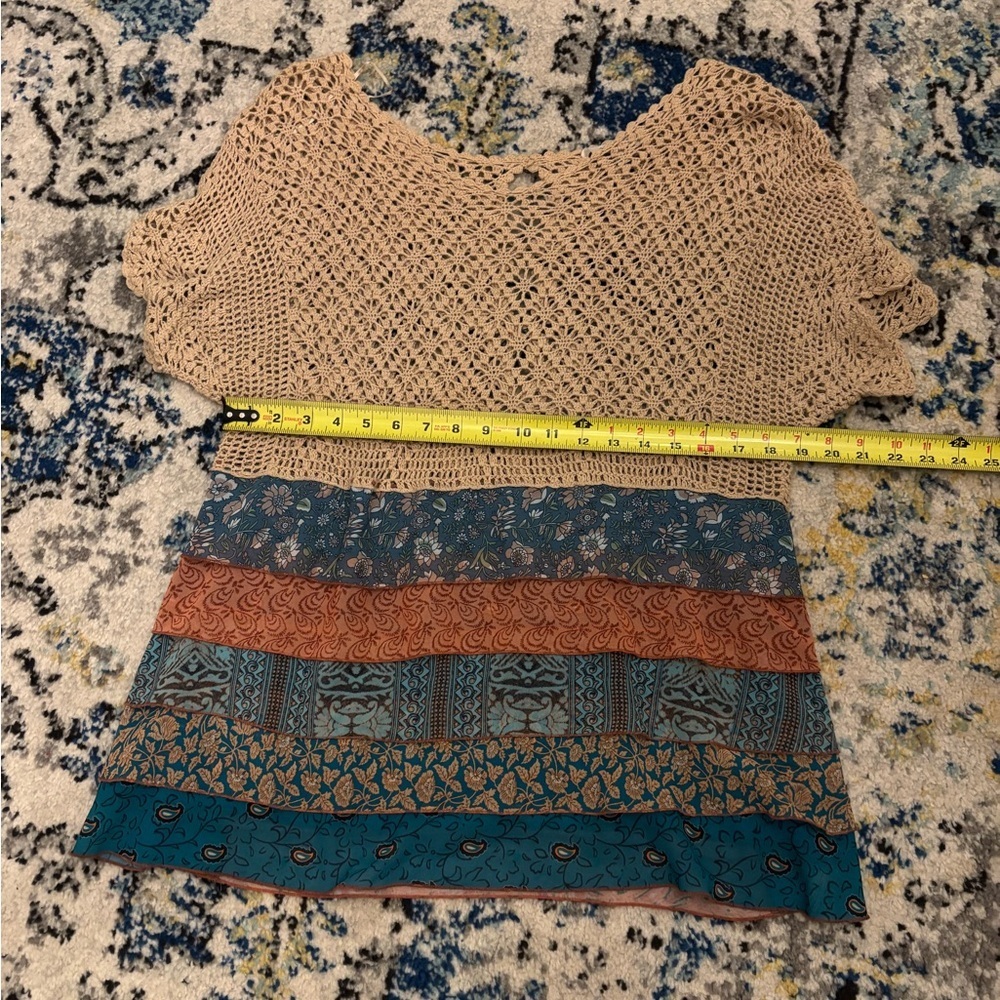 John Mark Tan Crochet and Multicolor Layered Tunic - Picture 6 of 7